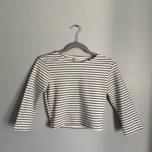 Black and white striped crop top